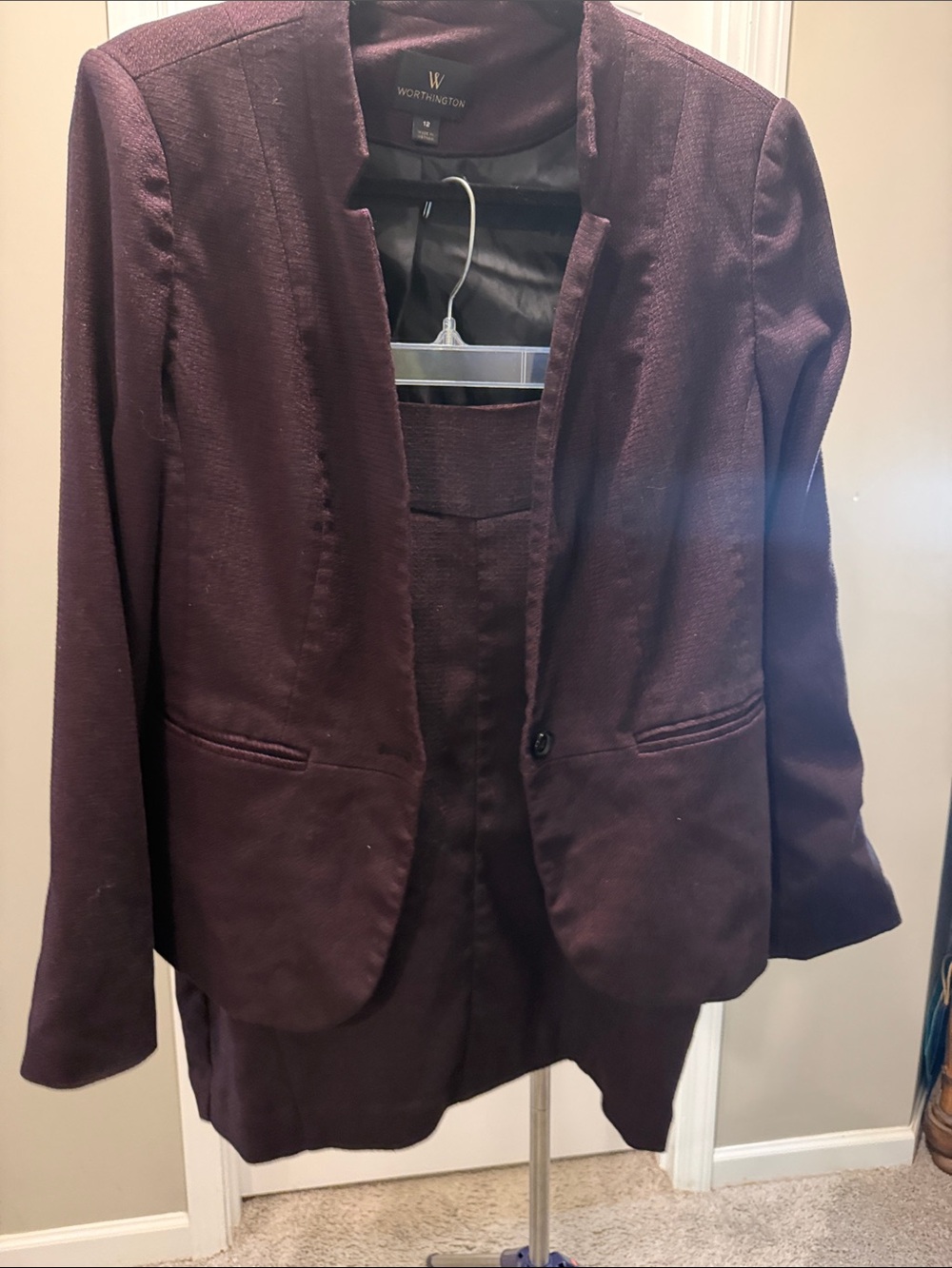 Worthington Women's Deep Plum Open-Front Blazer